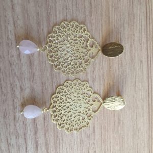 Aros Bañados en Oro con Piedra Natural