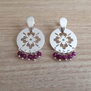 Aros Bañados en Plata con Piedras Naturales