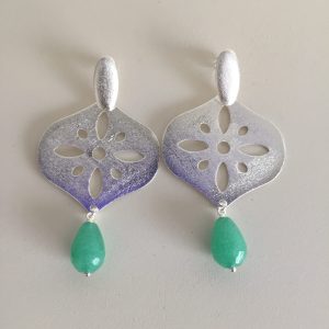 Aros Bañados en Plata con Piedra Natural
