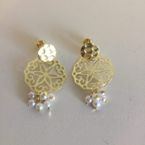 Aros Bañados en Oro con Perlas Naturales