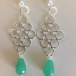 Aros Bañados en Plata con Piedra Natural