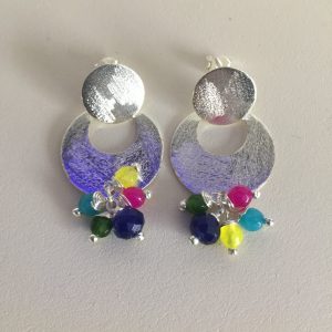 Aros Bañados en Plata con Piedras Naturales