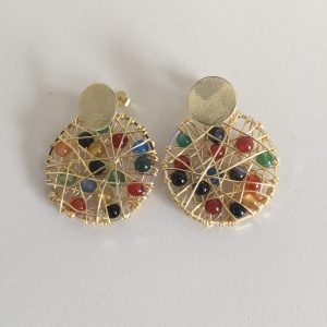 Aros Bañados en Oro con Piedras Naturales