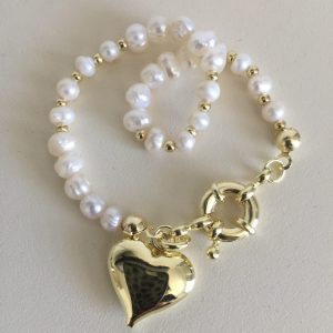 Pulsera Bañada en Oro con Perlas de Rio