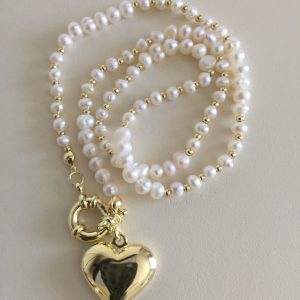 Collar Bañado en Oro con Perlas de Rio