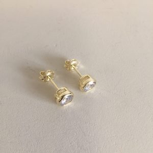 Aros Punto de luz Circón, bañados en oro