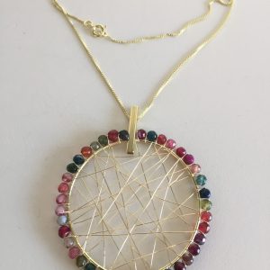 Collar Bañado en Oro con Piedras Naturales  50 cm.