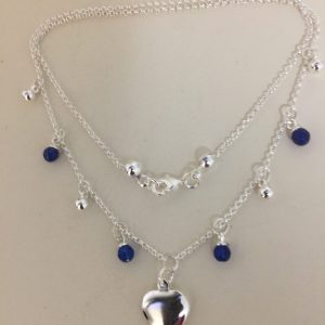 Collar Bañado en Plata con Piedras Naturales 45 Cm.