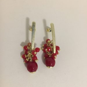 Aros Bañados en Oro con Piedras  Naturales