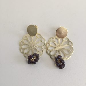 Aros Bañados en Oro con Piedras Naturales