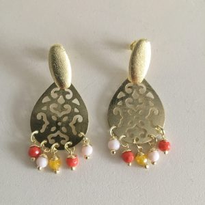 Aros Bañados en Oro con Piedras Naturales