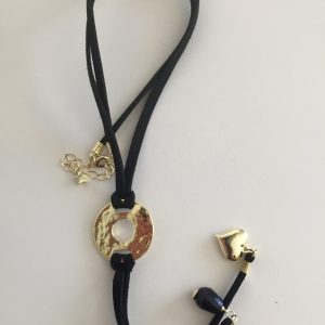 Collar de Gamuza Bañado en Oro con Piedra Natural