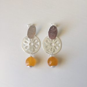 Aros Bañados en Plata con Piedras Naturales