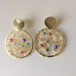 Aros Bañados en Oro, con Cristales Naturales