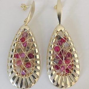 Aros Bañados en Oro con Piedras Naturales