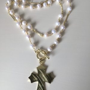 Collar Bañado en Oro, con Perlas Naturales