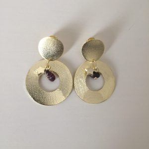 Aros Bañados en Oro con Piedra Natural