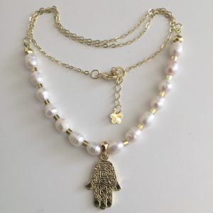 Collar Bañado en Oro con Perlas de Rio 45cm.