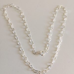 Cadena Modelo Corazón Bañada en Plata de 40cm.