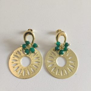 Aros con Piedras Naturales Bañados en Oro