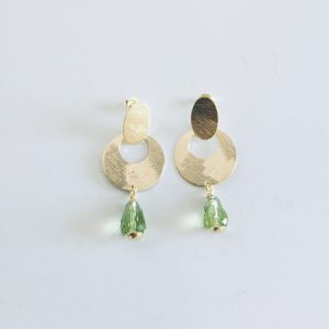Aros Bañados en Oro con Cristal Natural