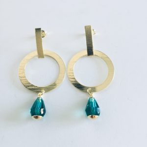Aros Bañados en Oro con Cristal Natural