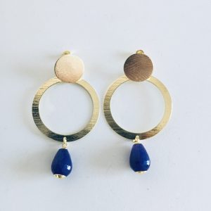 Aros Bañados en Oro con Piedra Natural