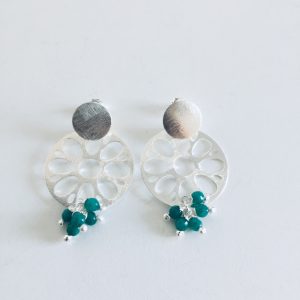 Aros Bañados en Plata con Piedras Naturales