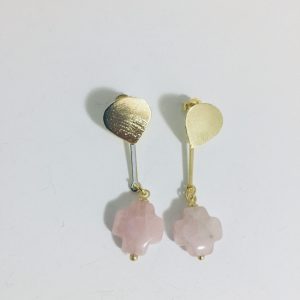 Aros Bañados en Oro con Cuarzo Natural