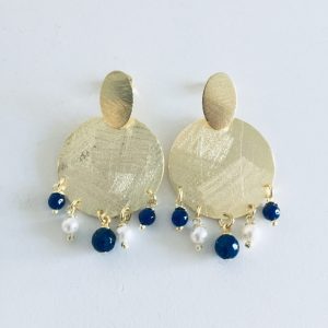 Aros Bañados en Oro con Perlas de Ríos y Piedras Naturales