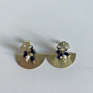Aros Bañados en oro con Cristales y Perla