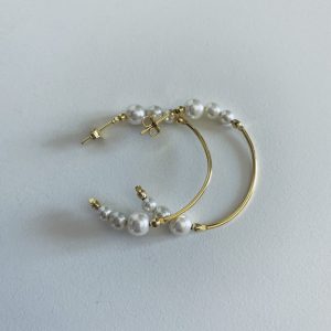 Aros de Perlas Bañados en Oro