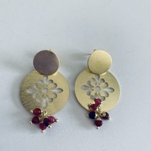 Aros Bañados en Oro con Piedras Naturales