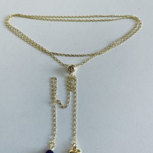 Collar Bañado en Oro con Piedra Natural 80 cm.