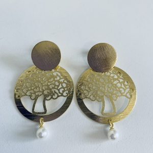 Aros Bañados en Oro con Perla Natural