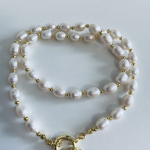 Collar Bañado en Oro con Perlas de Rìo en 50 cm.