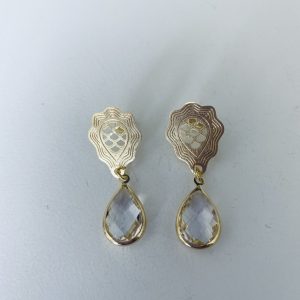 Aros Bañados en Oro con Cristal