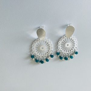 Aros Bañados en Plata con Piedras Naturales