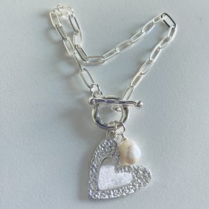 Pulsera Bañada en  Plata con Perla de Rio