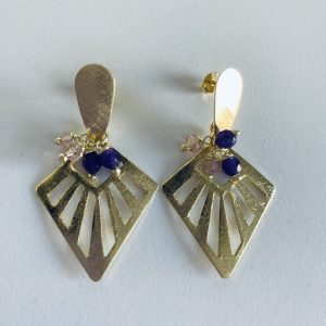 Aros Bañados en Oro con Piedras y Cristales Natural