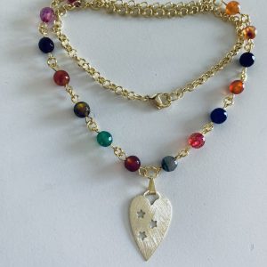 Collar Bañada en Oro con Piedras Naturales 45 Cm.