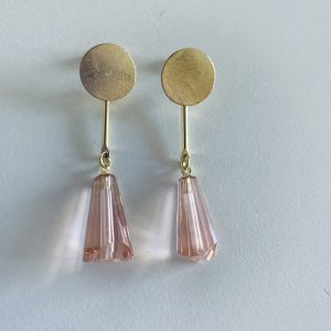 Aros Bañados en Oro con Cristal Natural