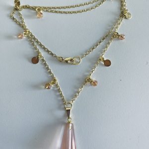 Collar Bañado en Oro con Cristales Naturales 45 Cm.