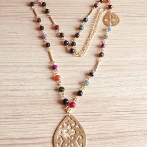 Collar Bañado en Oro con Piedras Naturales E 5251