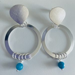 Aros Bañados en Plata con Piedra Natural