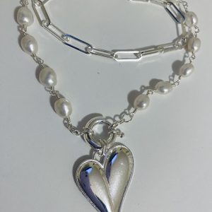 Collar Bañado en Plata con Perlas de Rio 45 Cm y 50 Cm.