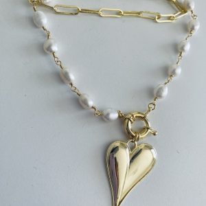 Collar Bañado en Oro con Perlas de Rio 45 Cm. y 50 Cm.