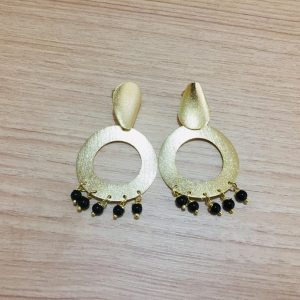 Aros Bañados en Oro con Piedras Naturales D 2076