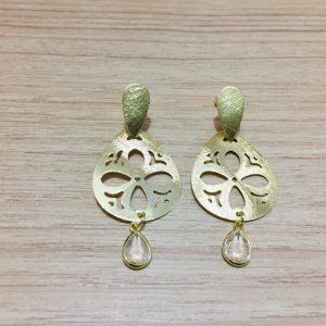 Aros Bañados en Oro con Cristal Natural D 2082
