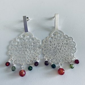 Aros Bañados en Plata con Piedras Naturales